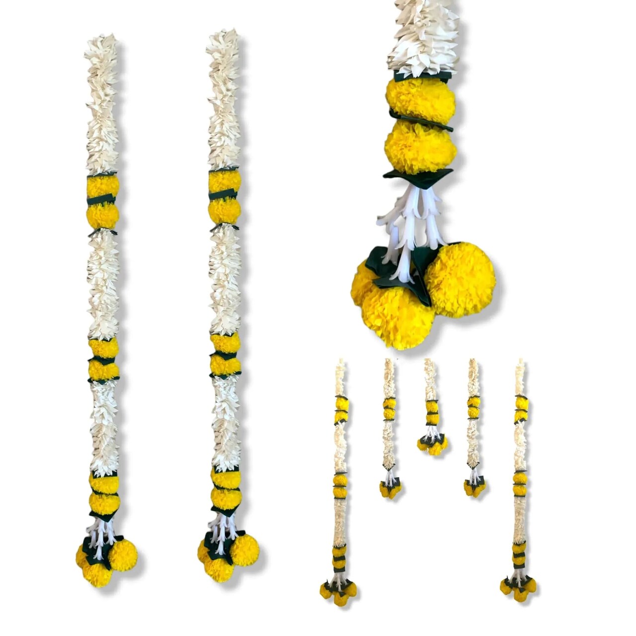 2 Strings Artificial Marigold Flowers Garland Bandhanwar String for Home, Party Door Hanging Diwali Decorations for Day of the Dead Ofrenda Halloween Marygold Traditional Indian Theme